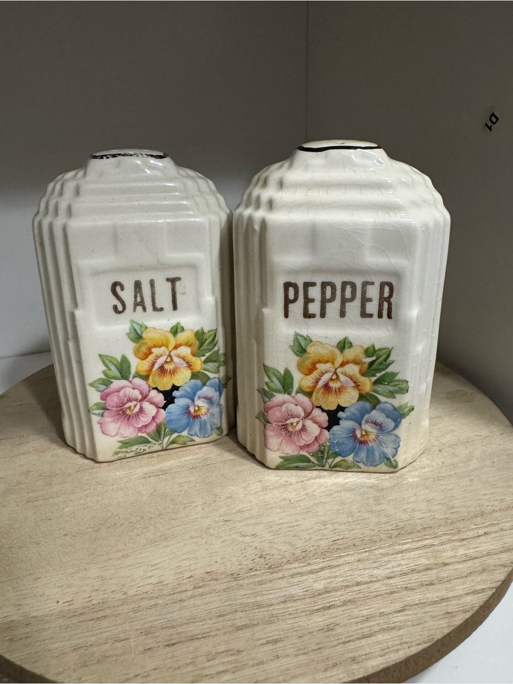 Vintage Floral Salt and Pepper Shakers - White Ceramic